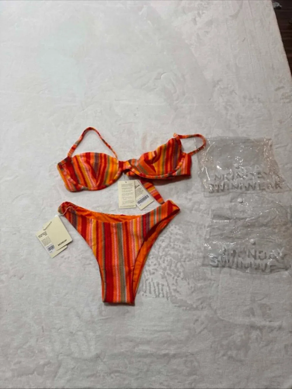 Monday Swimwear bikini Set Capri Top and Byron bottom- Sardinia Stripe